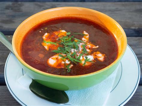 Borsch Sopa De Remolacha Tradicional Ucraniana Y Rusa Sobre Fondo De