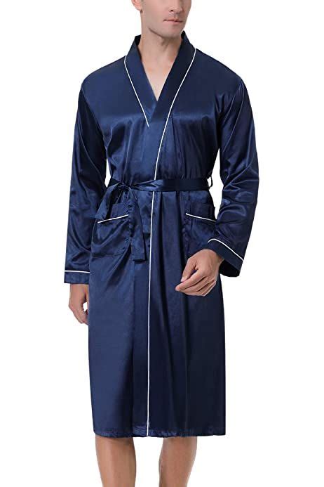 Sidiou Group Robe De Chambre Kimono Homme Peignoir Satin Robe Kimono