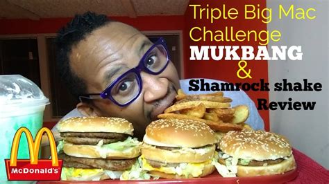 Triple Big Mac Challenge And Shamrock Shake Review Youtube