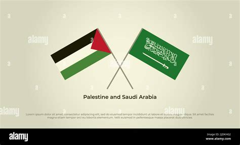 Crossed Flags Of Palestine And Saudi Arabia Official Colors Correct