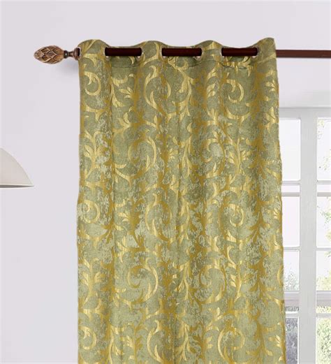 Buy Green Blackout Jacquard Feet Eyelet Curtain By Mfd Home