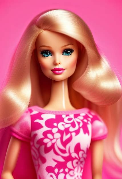 Premium Ai Image Barbie Doll Portrait On A Pink Background Illustration