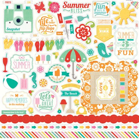 Echo Park 12x12 Cardstock Stickers Summer Bliss Elements