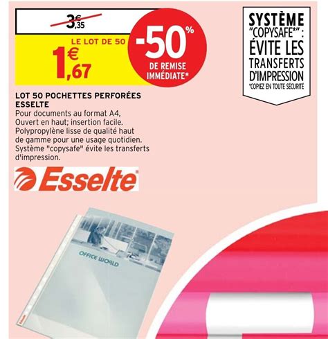 Promo LOT 50 POCHETTES PERFORÉES ESSELTE chez Intermarché Hyper