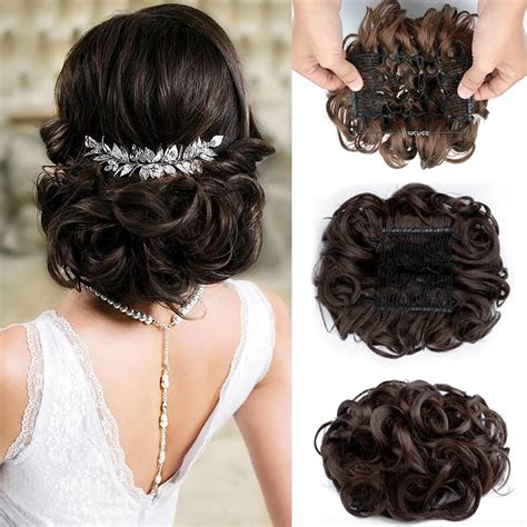 Large Comb Clip In Curly Hair Extension Synthetic Hair Pieces Chignon Women Updo Cover Hairpiece