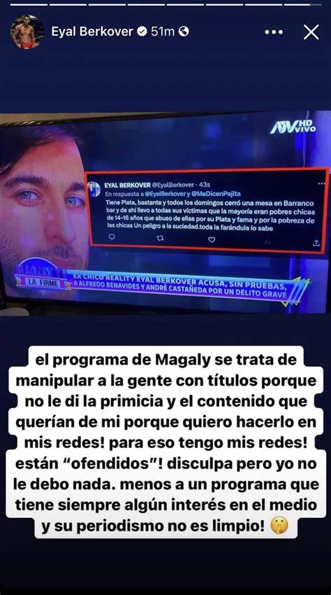 Eyal Berkover Responde A Magaly Medina Y La Acusa De Vengarse Por No