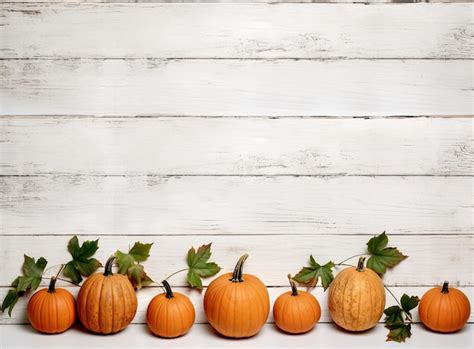 Premium Ai Image Orange Halloween Pumpkins On White Planks Holiday