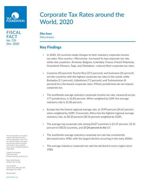 Corporate Tax Rates Around The World 2020