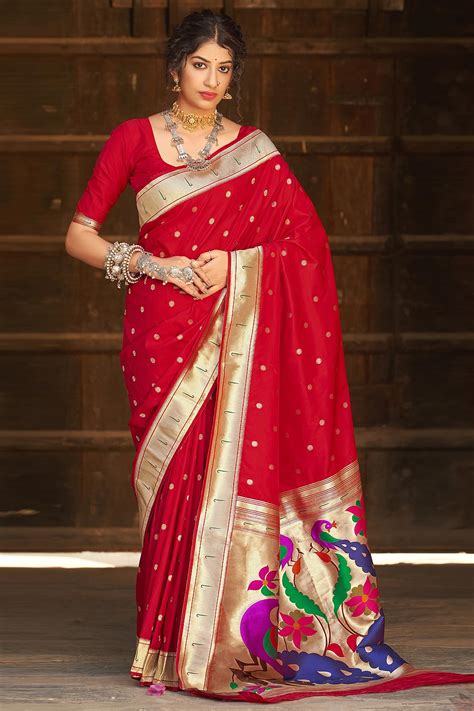 Buy Red Soft Banarasi Silk Saree Online Like A Diva