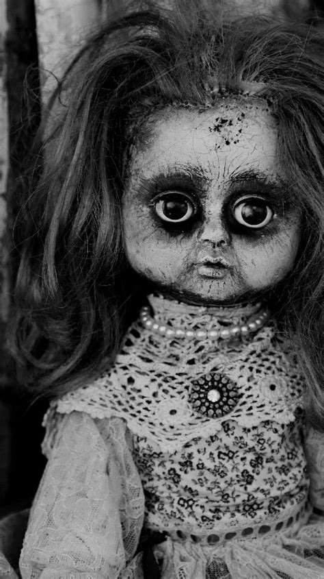 Doll In Black And White Creepy Creepy Horror Vintage Photos