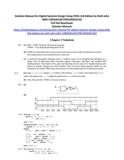 Solution Manual For Digital Systems Design Using Vhdl 3rd Edition By