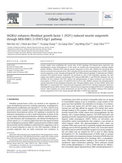 SH2B1Î² enhances fibroblast growth factor 1 FGF1 induced neurite