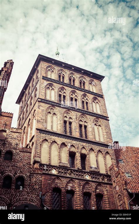 Germany Lubeck View Of Castle Gate Northern City Gate Stock Photo