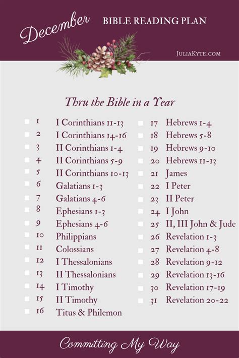 December Bible Reading Plan - Committing My Way