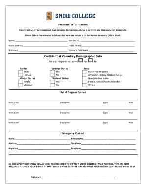 Fillable Online Personal Information Form Edited Fax Email Print