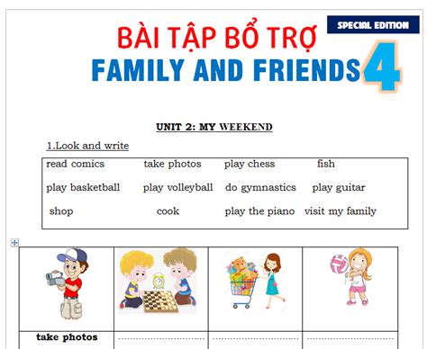 BÀI TẬP BỔ TRỢ FAMILY AND FRIENDS 4 SPECIAL EDITION