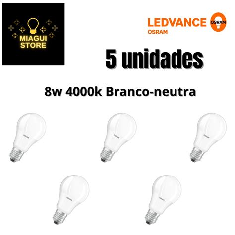 Kit 05 Lampadas LED CLA60 8W 4000K 806LM Biv E27 G8 OSRAM Submarino