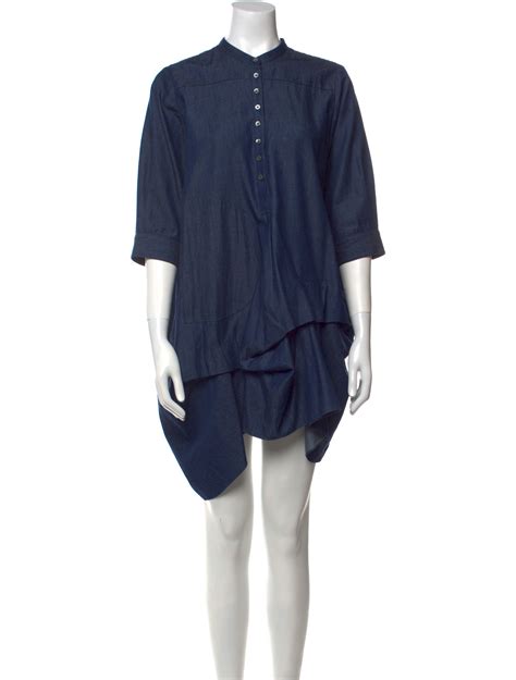 Morgane Le Fay Mock Neck Mini Dress Blue Dresses Clothing MLF24116