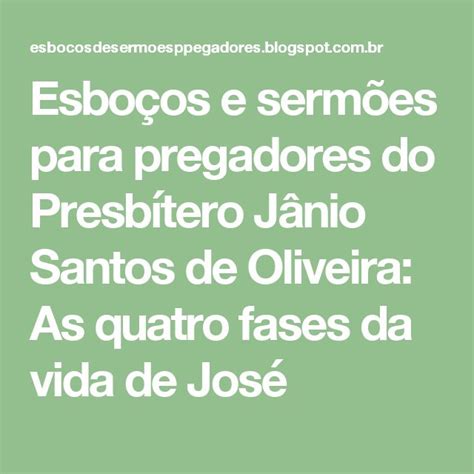 Esbo Os E Serm Es Para Pregadores Do Presb Tero J Nio Santos De