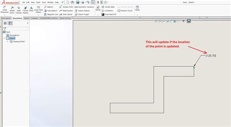 How To Label Solidworks Coordinate Points In A Drawing View