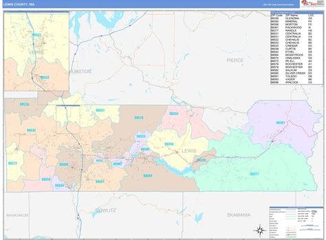 Lewis County, WA Wall Map Color Cast Style by MarketMAPS