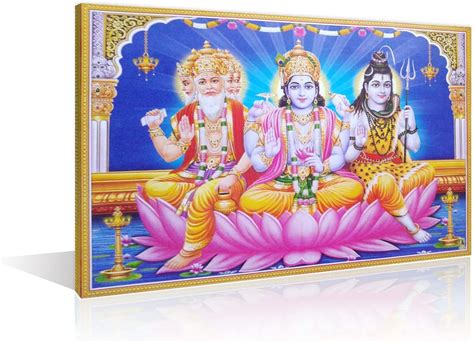 Three Major Hindu Deities Wall Art Brahma Shiva Vishnu Poster Prints On