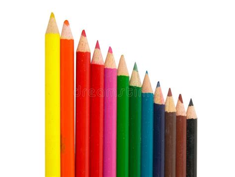 Colorful Crayons And Drawing Of The Rainbow Stock Photo Image Of