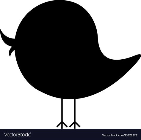 Black silhouette cartoon bird animal icon Vector Image