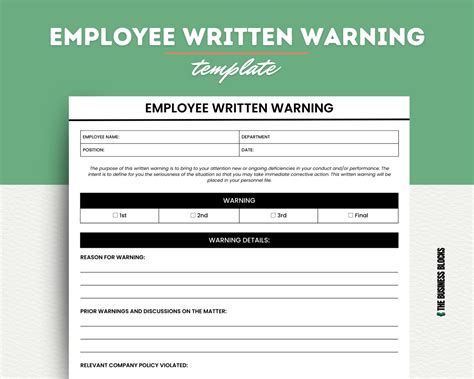 Employee Written Warning Template