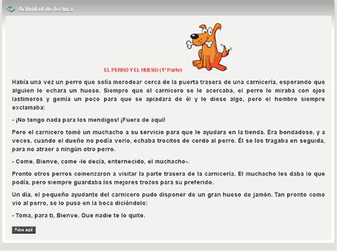 Comprensi N Lectora El Perro Y El Hueso Parte Segundo De Primaria