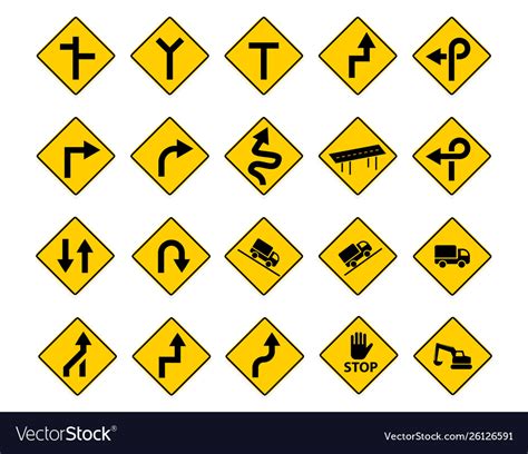 Set traffic sign on yellow art Royalty Free Vector Image