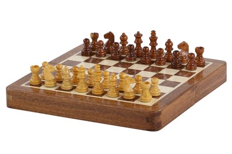 Petit Jeu Echecs Magnetique Pliable En Bois