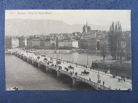 Ak Genf Geneve Pont Du Mont Blanc Kutschen Korso Stadtreinig Kaufen