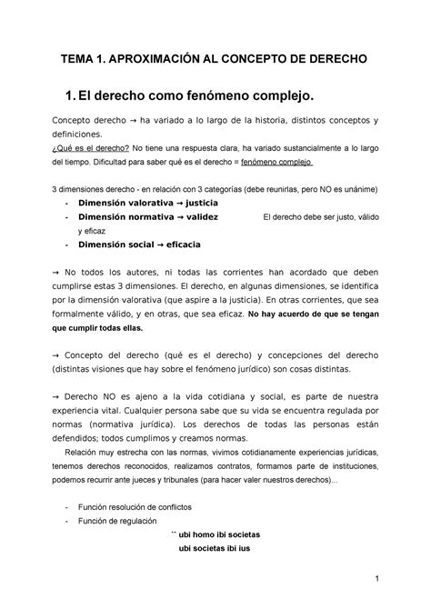 Tema 1 TEMA 1 APROXIMACIÓN AL CONCEPTO DE DERECHO 1 El derecho como