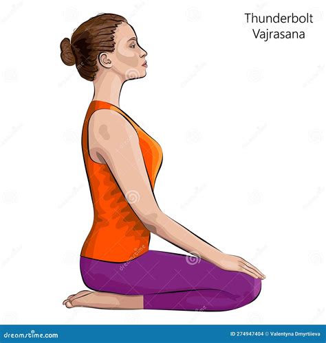 Thunderbolt Pose Or Diamond Pose Vajrasana Stock Vector Illustration