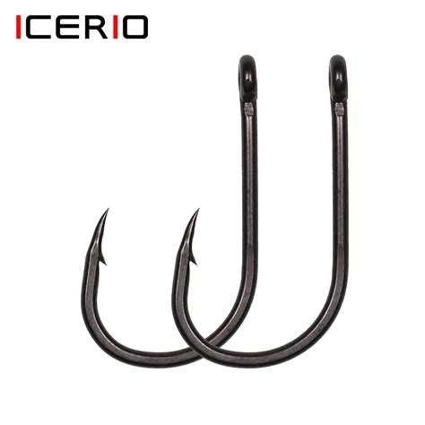 ICERIO 100pcs Matt Black Wide Gap Beaked Carp Fishing Hooks High Carbon