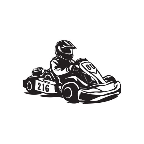 Kart racer, Go Kart racing image. Go Kart racing silhouette on white ...