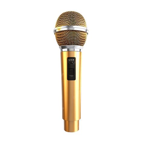 Gold Microphone Broadcast Or Karaoke 3d Render Element Music Mic