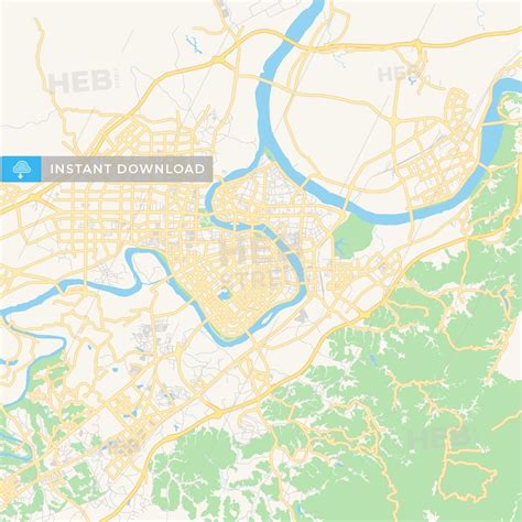 Printable street map of Ganzhou, Province Jiangxi, China. This ...