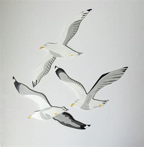 Set Of Flying Seagulls Wall Decoration Etsy