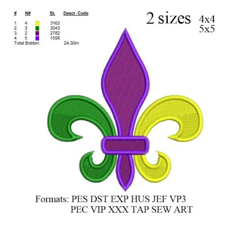 Fleur De Lis Embroidery Machine Embroidery Pattern Etsy