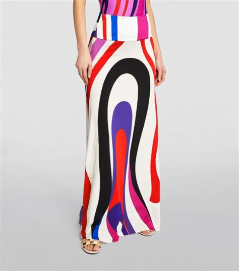 Womens Pucci Multi Marmo Print Maxi Skirt Harrods Uk