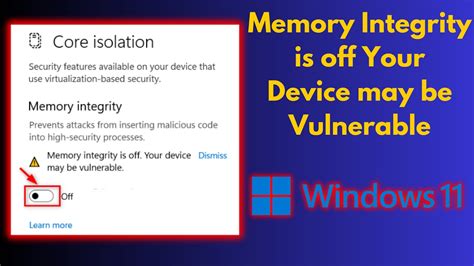 How To Fix Memory Integrity Is Off Your Device May Be Vulnerable Youtube