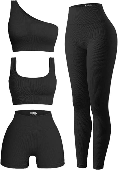 Amazon OQQ Women S 4 Piece Outfits Ribbed Exercise Scoop Neck