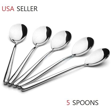 Stainless Steel Rice Soup Spoon 5pcs Korean Style Rice Spoons Multi