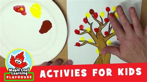 Finger Painting Autumn Tree Maple Leaf Learning Playhouse Youtube