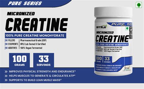 Nutrija Pure Micronized Creatine Monohydrate Powder Grams Pre