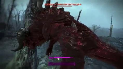 Fallout 4 One Shot Legendary Chameleon Deathclaw Youtube