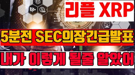 리플 5분전 Sec의장 긴급발표 내가 이렇게 될줄 미리 알고 있었다 리플 Xrp Youtube