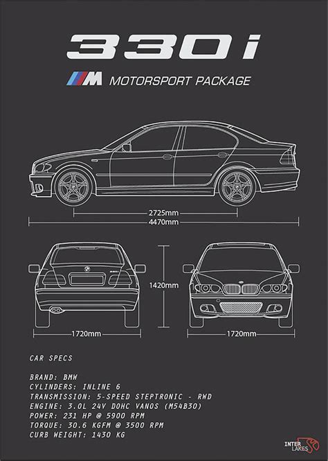 Bmw 330i E46 Serie 3 Sedan Blueprint Interlakes Digital Art By Interlakes Fine Art America